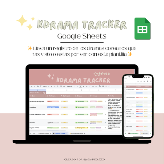 Plantilla de Kdramas Google Sheets